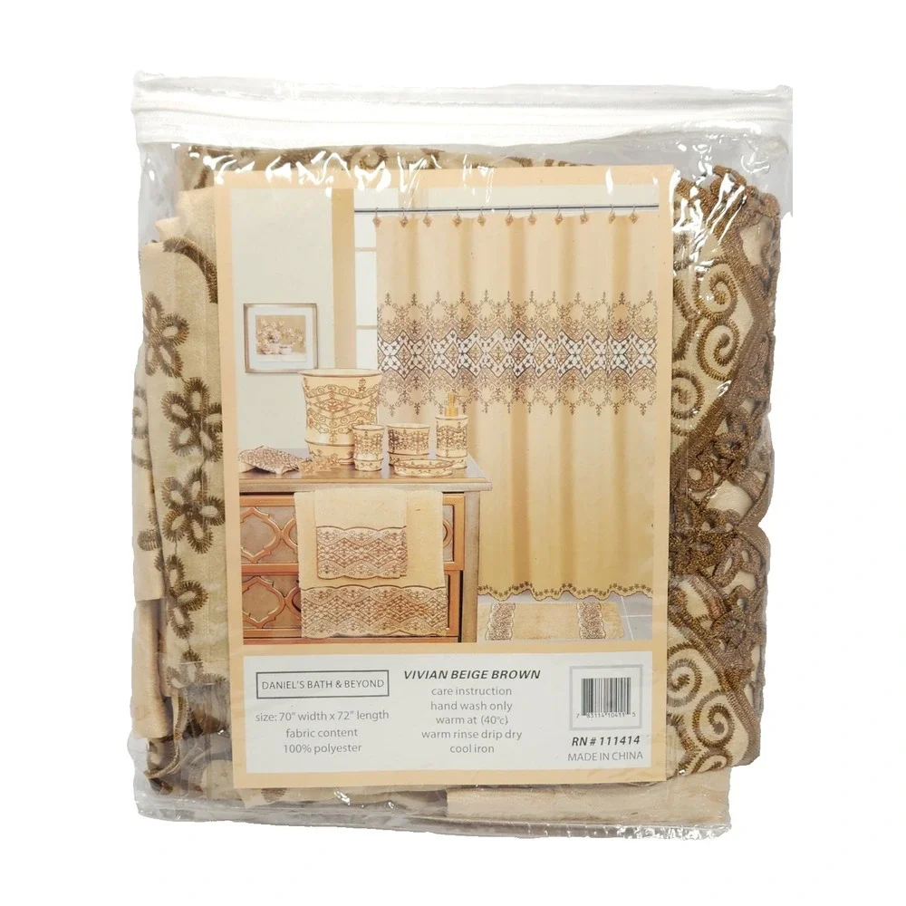 Daniel's Bath & Beyond Shower Curtain Vivian Beige Brown Loreatha Floral